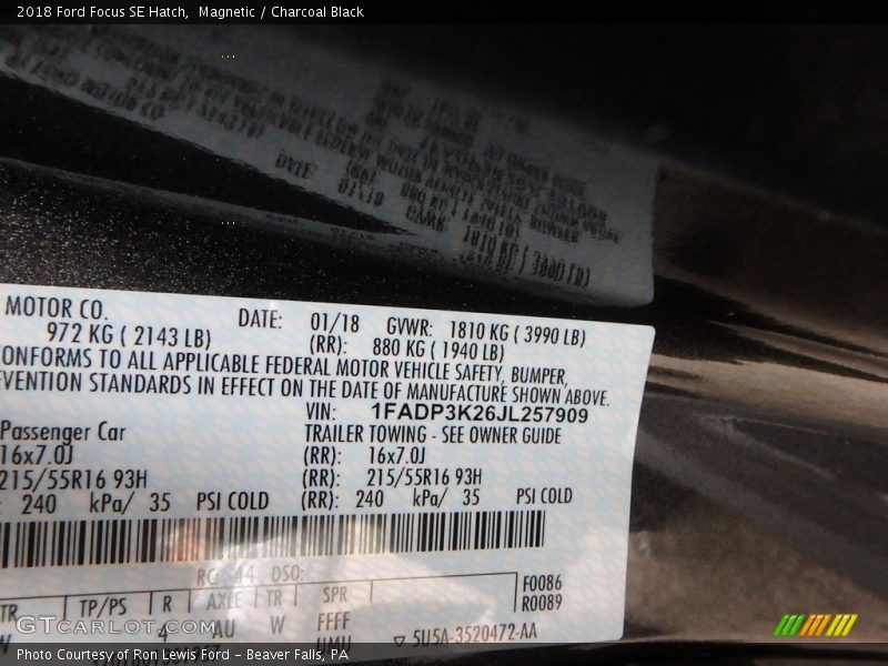 Magnetic / Charcoal Black 2018 Ford Focus SE Hatch