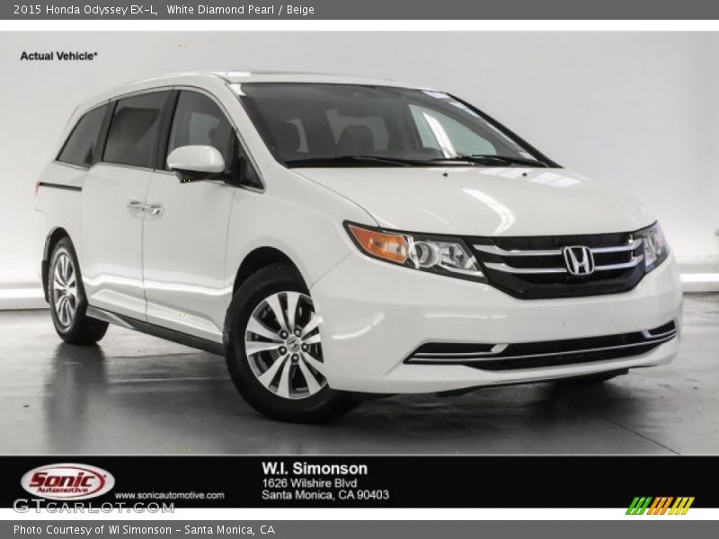 White Diamond Pearl / Beige 2015 Honda Odyssey EX-L