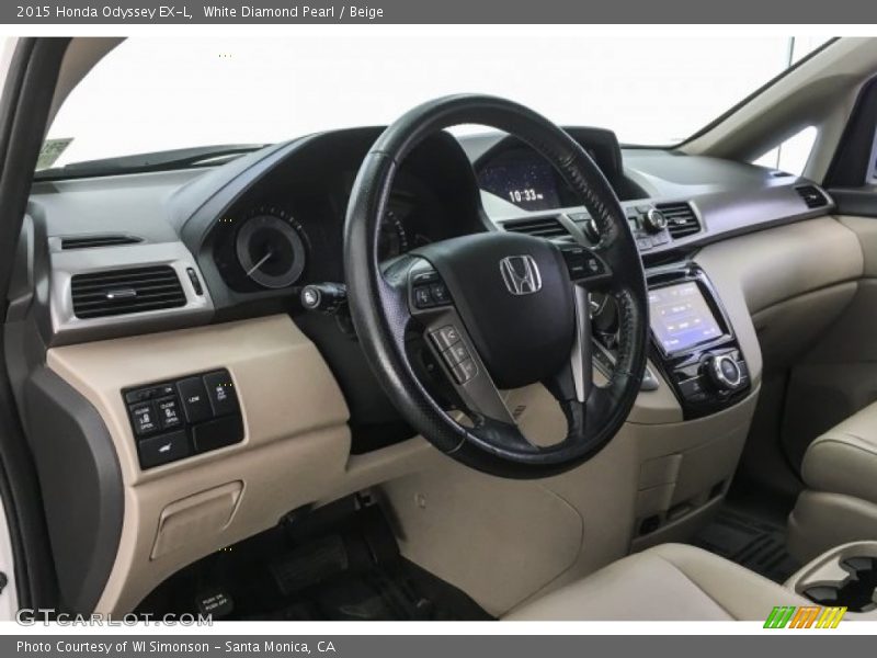 White Diamond Pearl / Beige 2015 Honda Odyssey EX-L