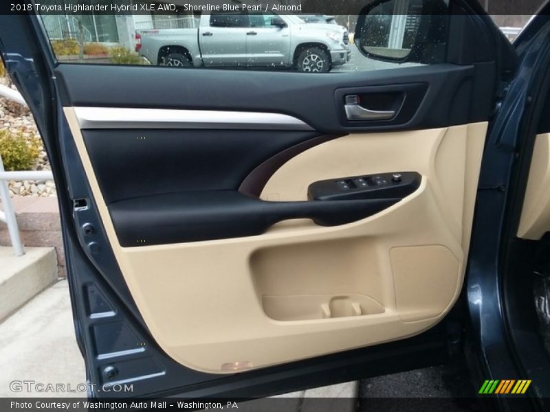 Shoreline Blue Pearl / Almond 2018 Toyota Highlander Hybrid XLE AWD