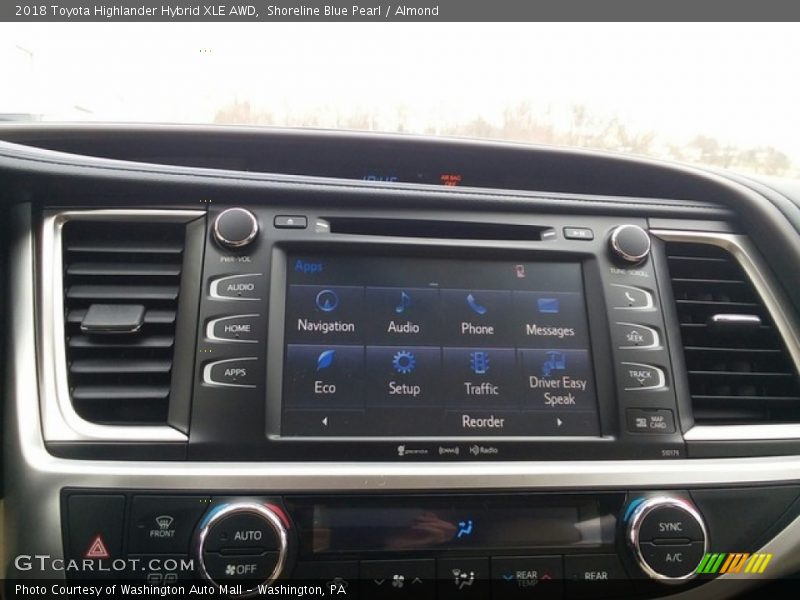 Shoreline Blue Pearl / Almond 2018 Toyota Highlander Hybrid XLE AWD