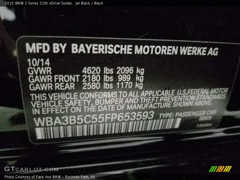 Jet Black / Black 2015 BMW 3 Series 328i xDrive Sedan