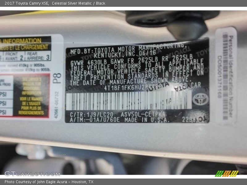 Celestial Silver Metallic / Black 2017 Toyota Camry XSE