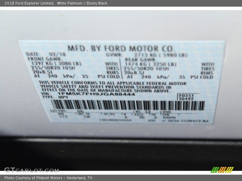 White Platinum / Ebony Black 2018 Ford Explorer Limited