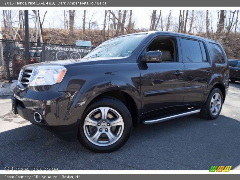 Dark Amber Metallic / Beige 2015 Honda Pilot EX-L 4WD