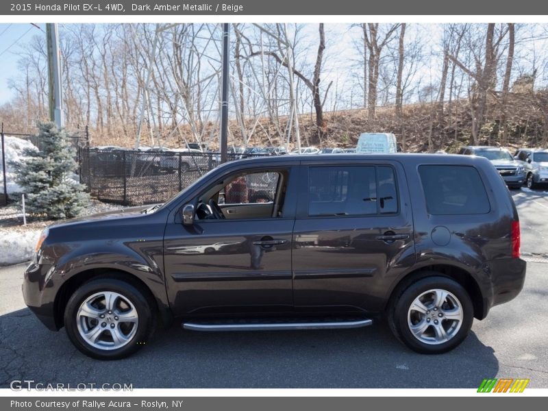 Dark Amber Metallic / Beige 2015 Honda Pilot EX-L 4WD