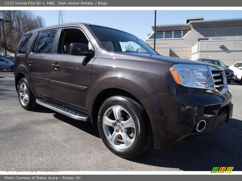 Dark Amber Metallic / Beige 2015 Honda Pilot EX-L 4WD