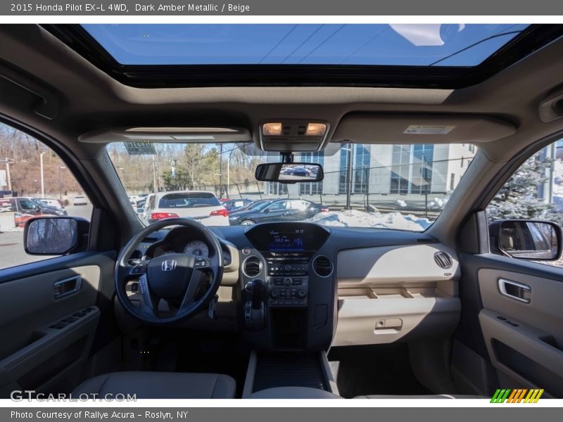 Dark Amber Metallic / Beige 2015 Honda Pilot EX-L 4WD