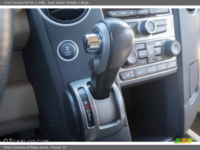 Dark Amber Metallic / Beige 2015 Honda Pilot EX-L 4WD