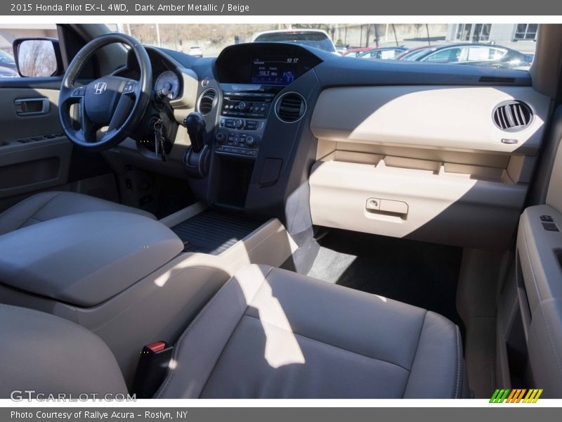 Dark Amber Metallic / Beige 2015 Honda Pilot EX-L 4WD