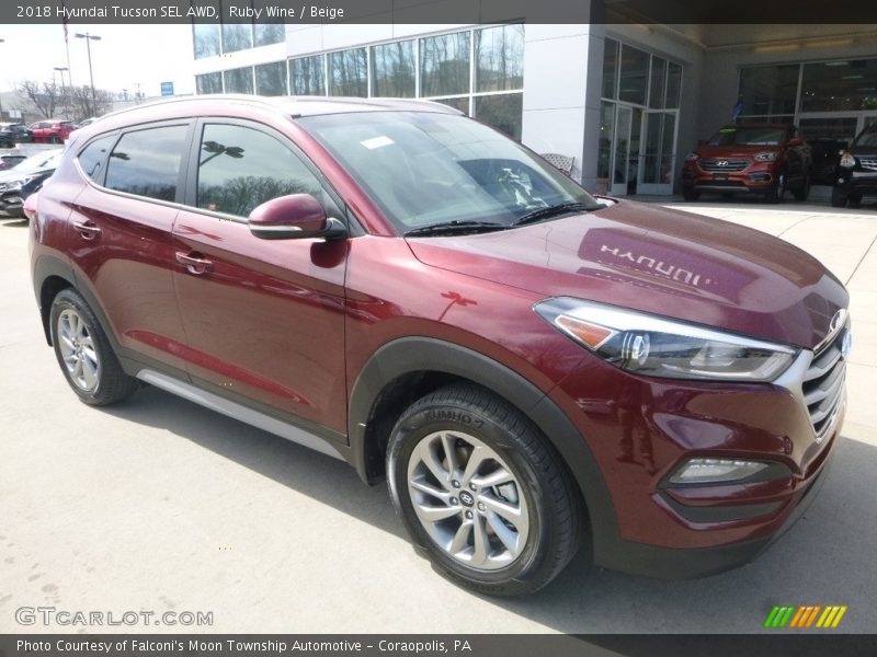 Ruby Wine / Beige 2018 Hyundai Tucson SEL AWD