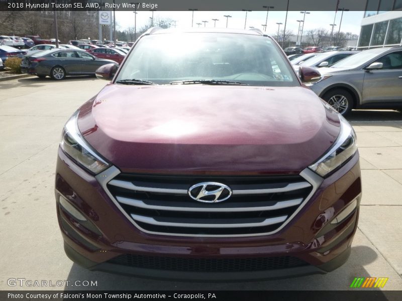 Ruby Wine / Beige 2018 Hyundai Tucson SEL AWD