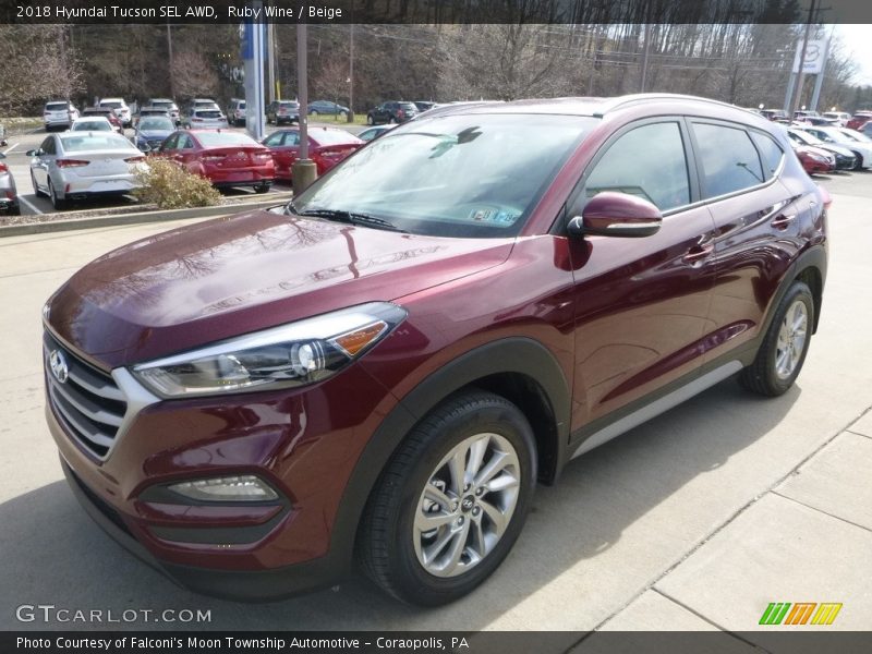Ruby Wine / Beige 2018 Hyundai Tucson SEL AWD