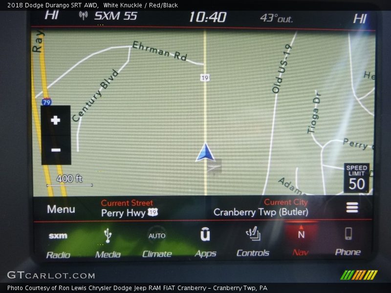 Navigation of 2018 Durango SRT AWD