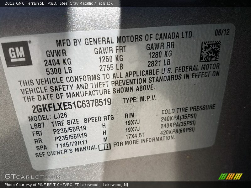 Steel Gray Metallic / Jet Black 2012 GMC Terrain SLT AWD