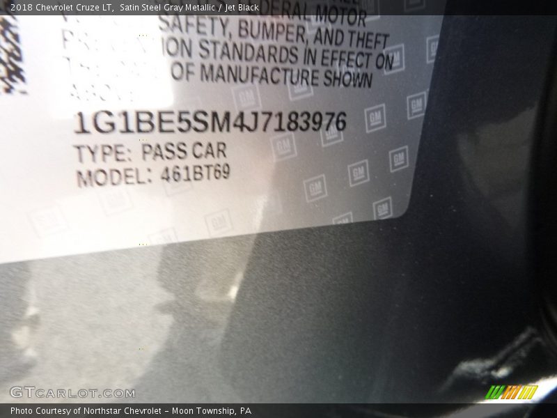 Satin Steel Gray Metallic / Jet Black 2018 Chevrolet Cruze LT