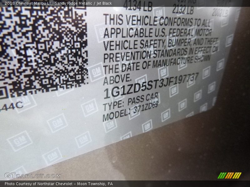 Sandy Ridge Metallic / Jet Black 2018 Chevrolet Malibu LT