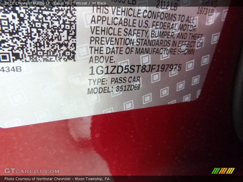 Cajun Red Tintcoat / Jet Black 2018 Chevrolet Malibu LT