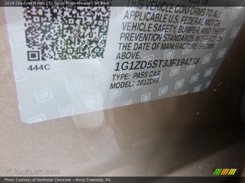 Sandy Ridge Metallic / Jet Black 2018 Chevrolet Malibu LT