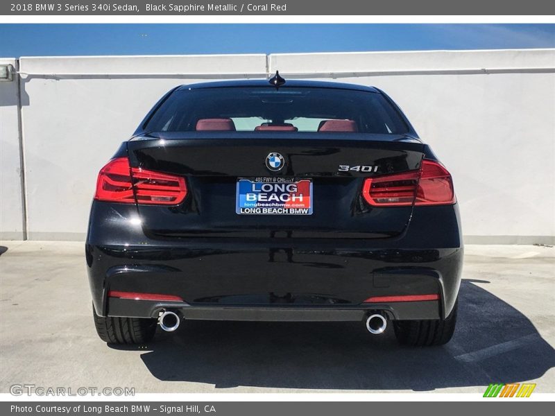 Black Sapphire Metallic / Coral Red 2018 BMW 3 Series 340i Sedan