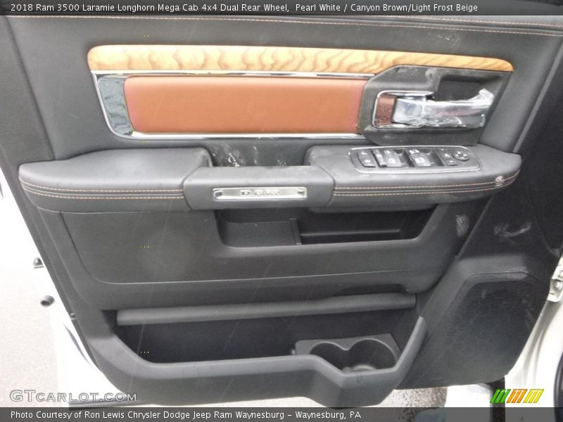 Pearl White / Canyon Brown/Light Frost Beige 2018 Ram 3500 Laramie Longhorn Mega Cab 4x4 Dual Rear Wheel