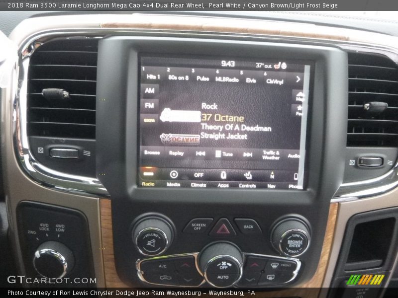 Pearl White / Canyon Brown/Light Frost Beige 2018 Ram 3500 Laramie Longhorn Mega Cab 4x4 Dual Rear Wheel