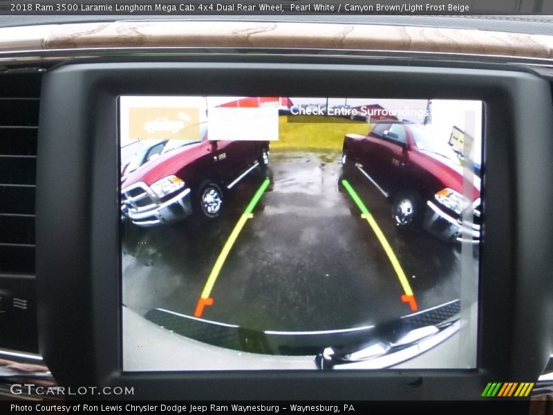 Pearl White / Canyon Brown/Light Frost Beige 2018 Ram 3500 Laramie Longhorn Mega Cab 4x4 Dual Rear Wheel