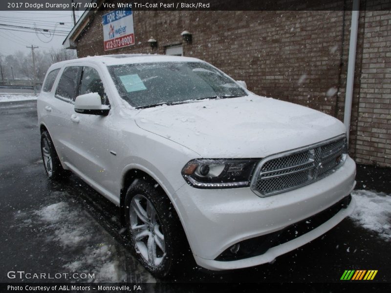 Vice White Tri-Coat Pearl / Black/Red 2017 Dodge Durango R/T AWD