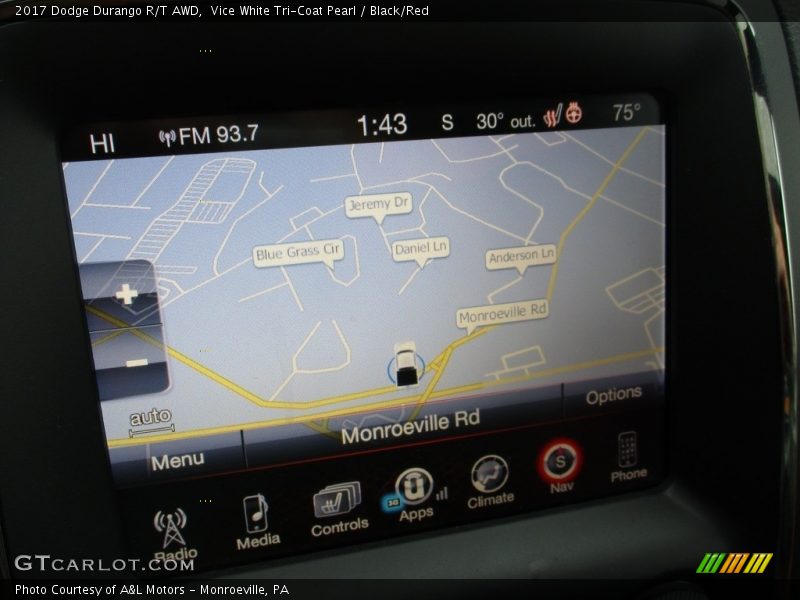 Vice White Tri-Coat Pearl / Black/Red 2017 Dodge Durango R/T AWD