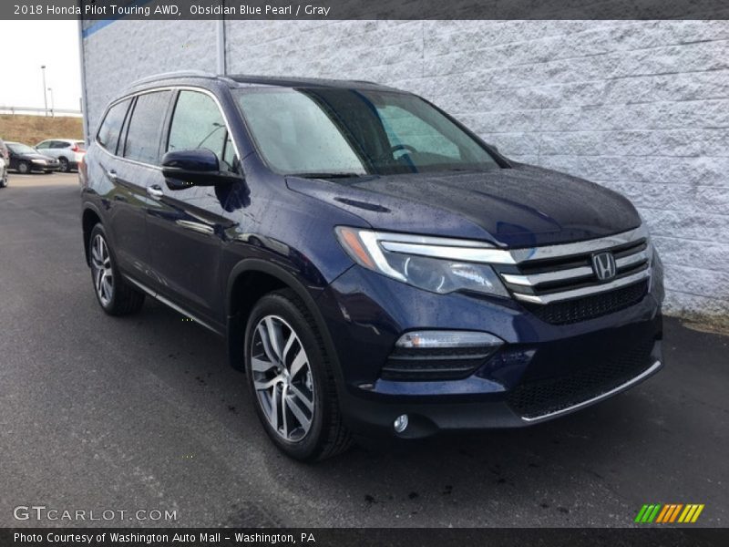 Obsidian Blue Pearl / Gray 2018 Honda Pilot Touring AWD