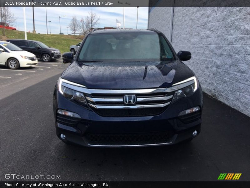Obsidian Blue Pearl / Gray 2018 Honda Pilot Touring AWD