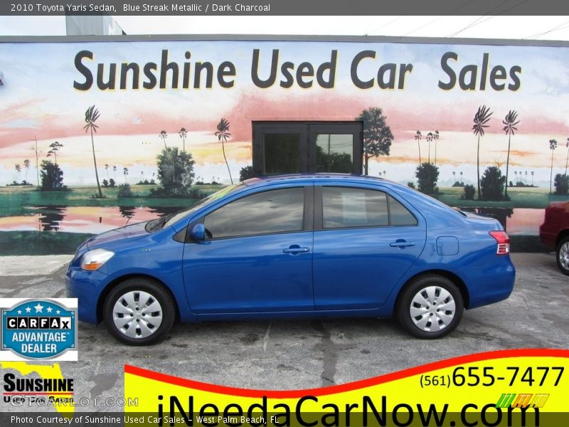 Blue Streak Metallic / Dark Charcoal 2010 Toyota Yaris Sedan
