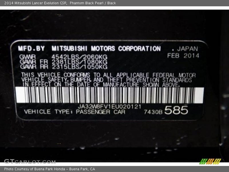 Phantom Black Pearl / Black 2014 Mitsubishi Lancer Evolution GSR
