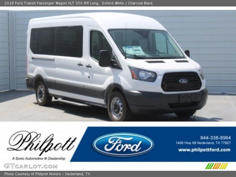 Oxford White / Charcoal Black 2018 Ford Transit Passenger Wagon XLT 350 MR Long