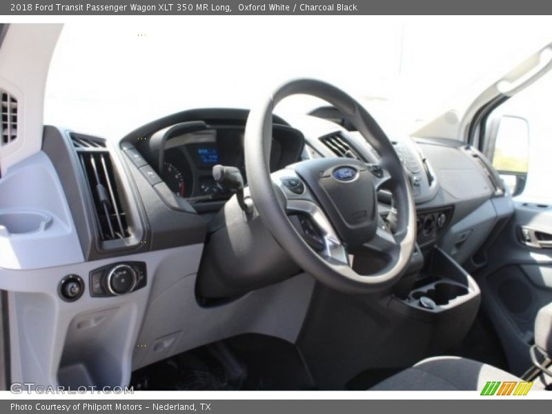 Oxford White / Charcoal Black 2018 Ford Transit Passenger Wagon XLT 350 MR Long