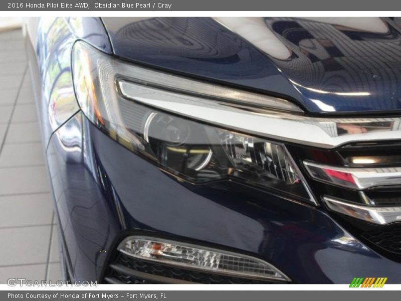 Obsidian Blue Pearl / Gray 2016 Honda Pilot Elite AWD