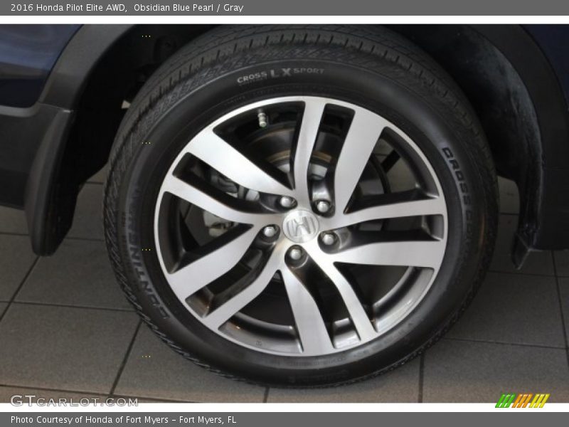 Obsidian Blue Pearl / Gray 2016 Honda Pilot Elite AWD