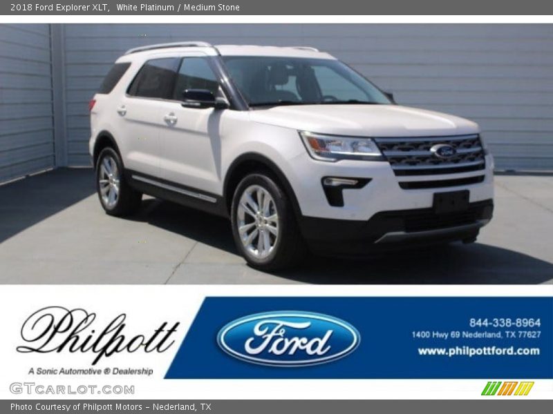 White Platinum / Medium Stone 2018 Ford Explorer XLT