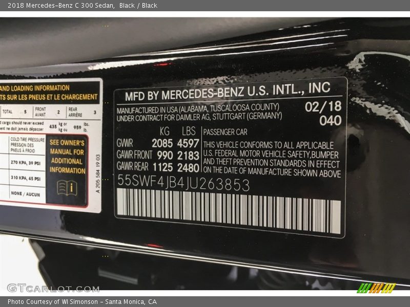 Black / Black 2018 Mercedes-Benz C 300 Sedan