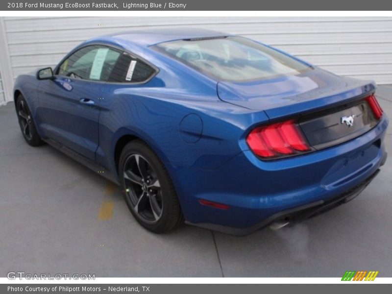 Lightning Blue / Ebony 2018 Ford Mustang EcoBoost Fastback
