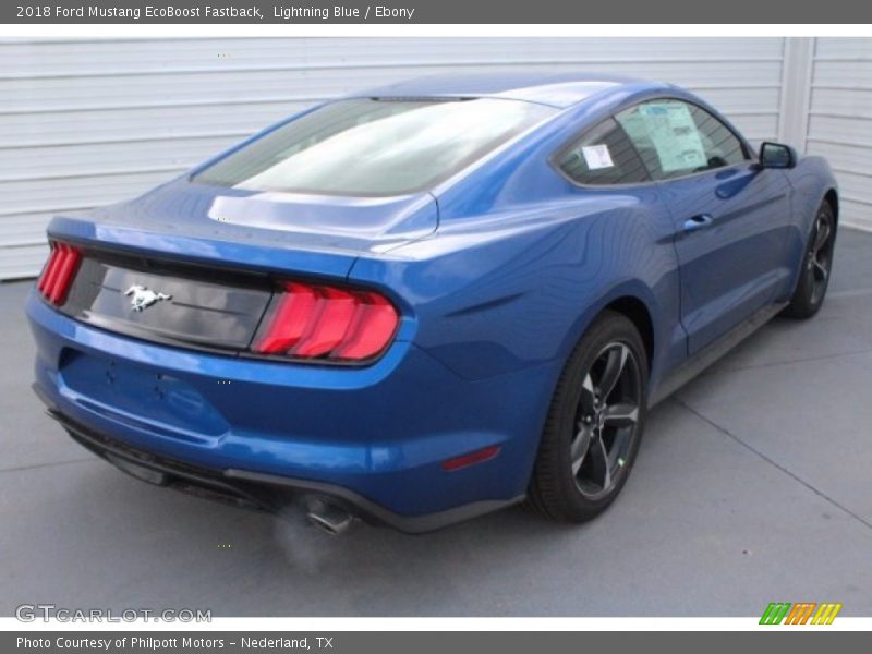 Lightning Blue / Ebony 2018 Ford Mustang EcoBoost Fastback