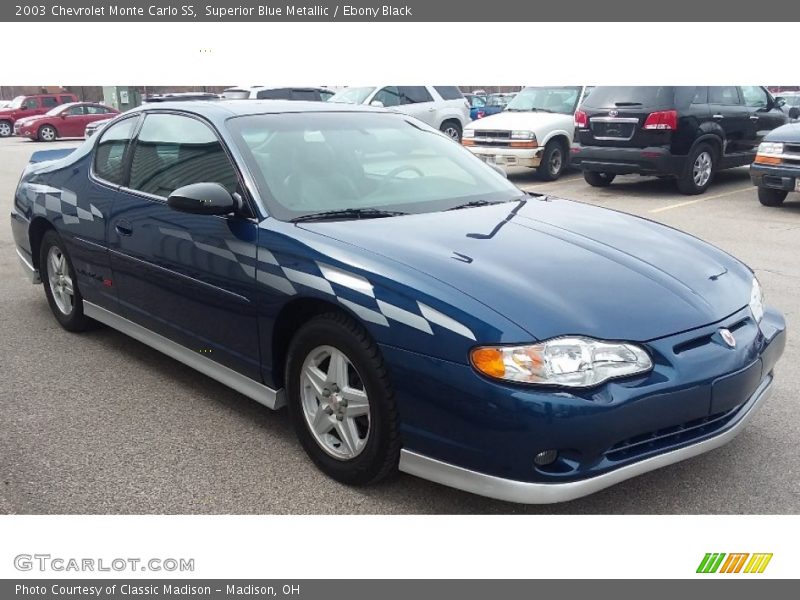 Superior Blue Metallic / Ebony Black 2003 Chevrolet Monte Carlo SS
