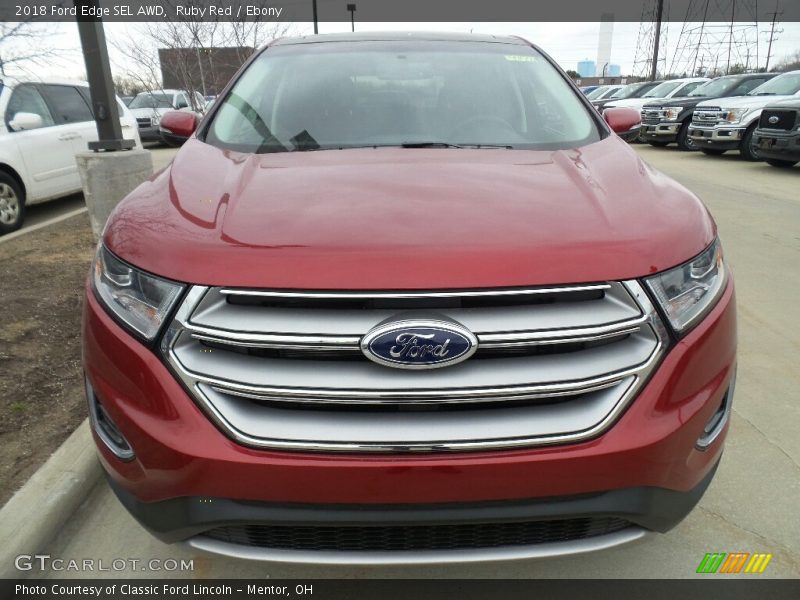 Ruby Red / Ebony 2018 Ford Edge SEL AWD