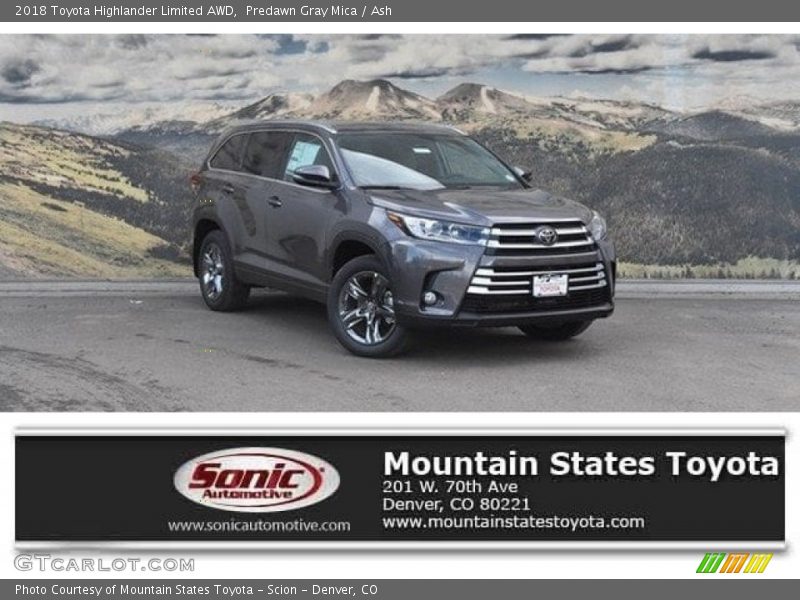 Predawn Gray Mica / Ash 2018 Toyota Highlander Limited AWD
