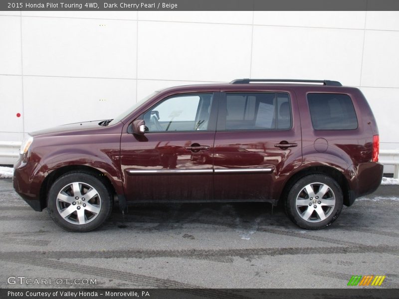 Dark Cherry Pearl / Beige 2015 Honda Pilot Touring 4WD