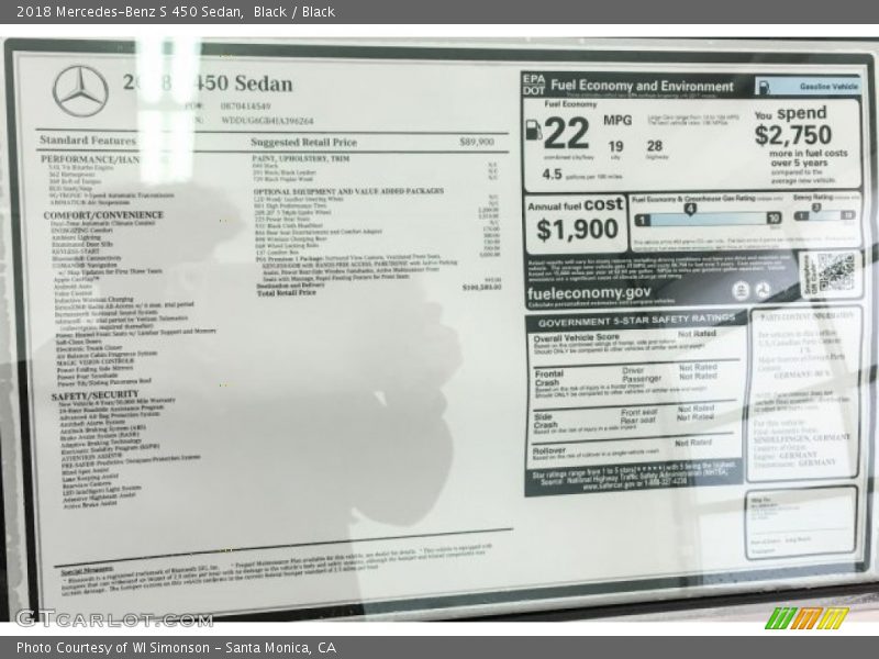 Black / Black 2018 Mercedes-Benz S 450 Sedan