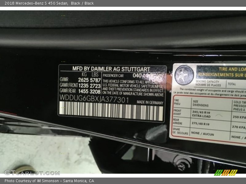 Black / Black 2018 Mercedes-Benz S 450 Sedan