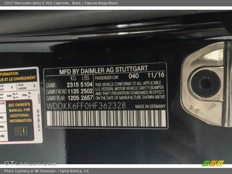 Black / Natural Beige/Black 2017 Mercedes-Benz E 400 Cabriolet