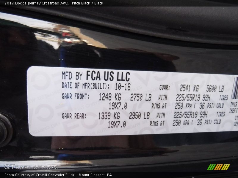 Pitch Black / Black 2017 Dodge Journey Crossroad AWD
