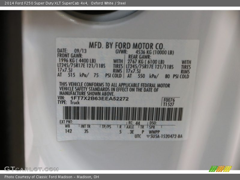 Oxford White / Steel 2014 Ford F250 Super Duty XLT SuperCab 4x4